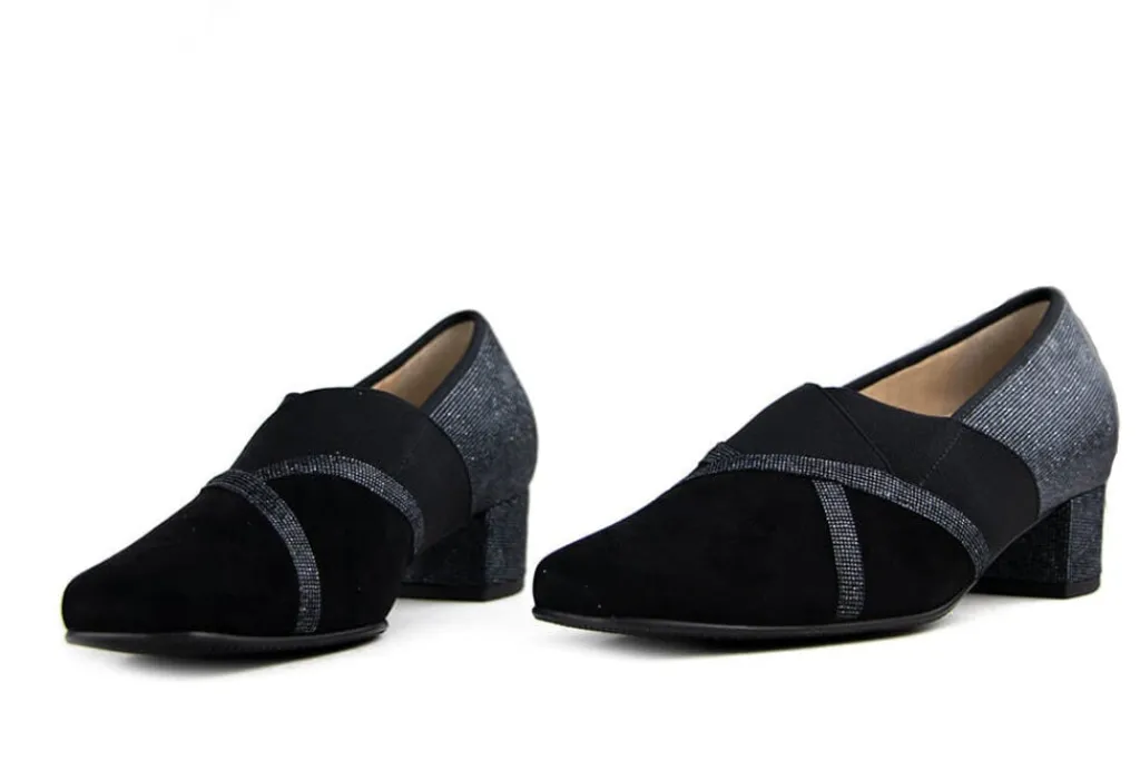 Pumps | Wijdte J^Hassia Pumps Zwart Suede Glitter J-leest