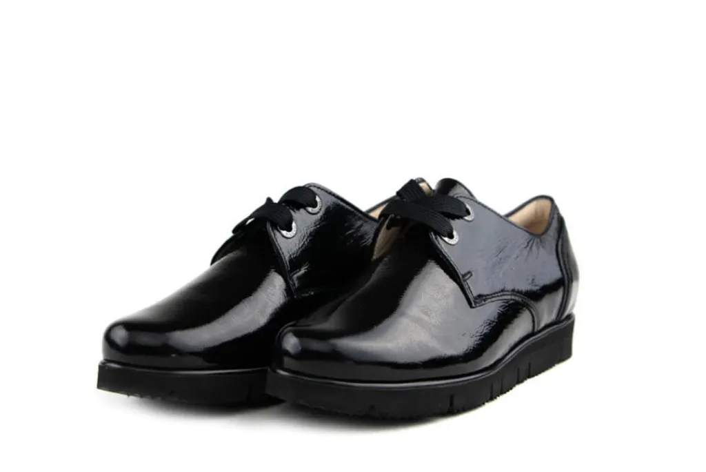 Veterschoenen | Wijdte G^Hassia Veterschoenen Zwart Crushlack