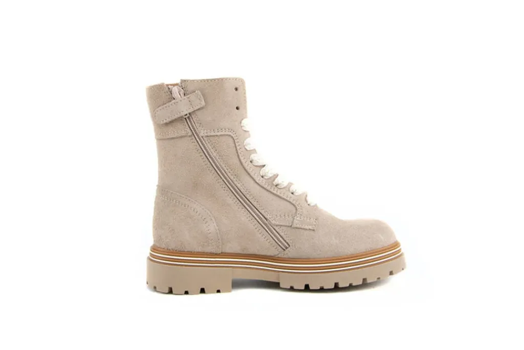 Veterboots En Bikerboots^HIP Veterboot Beige Suede Combi