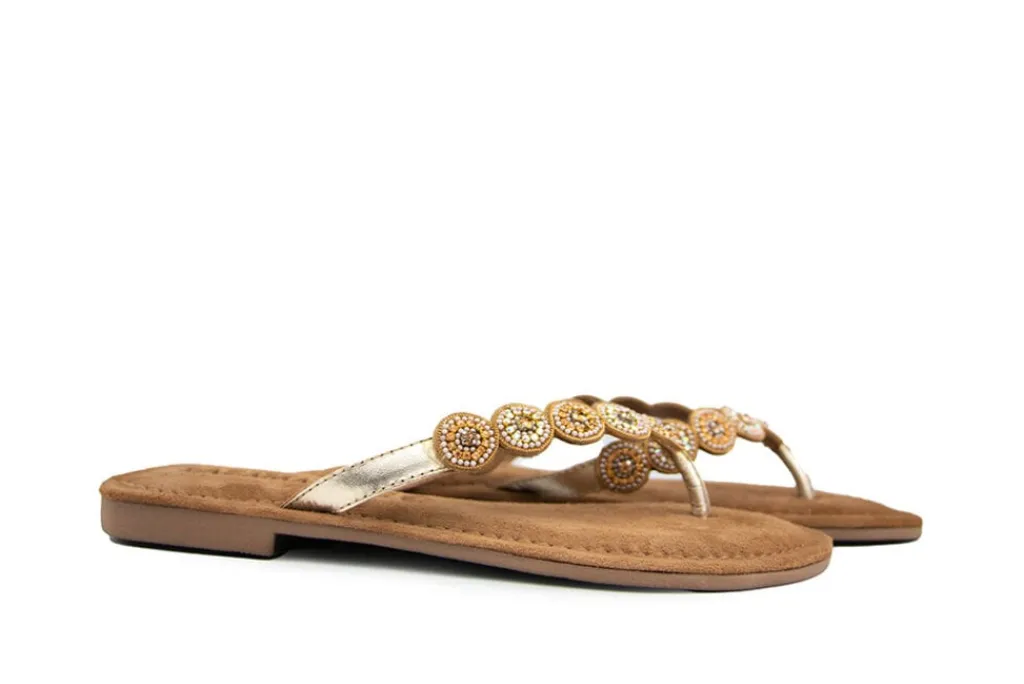 Slippers | Sandalen En Slippers^Lazamani Slipper Beads Small Rounds Goud