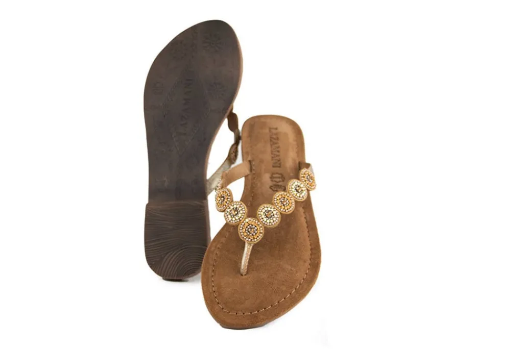 Slippers | Sandalen En Slippers^Lazamani Slipper Beads Small Rounds Goud