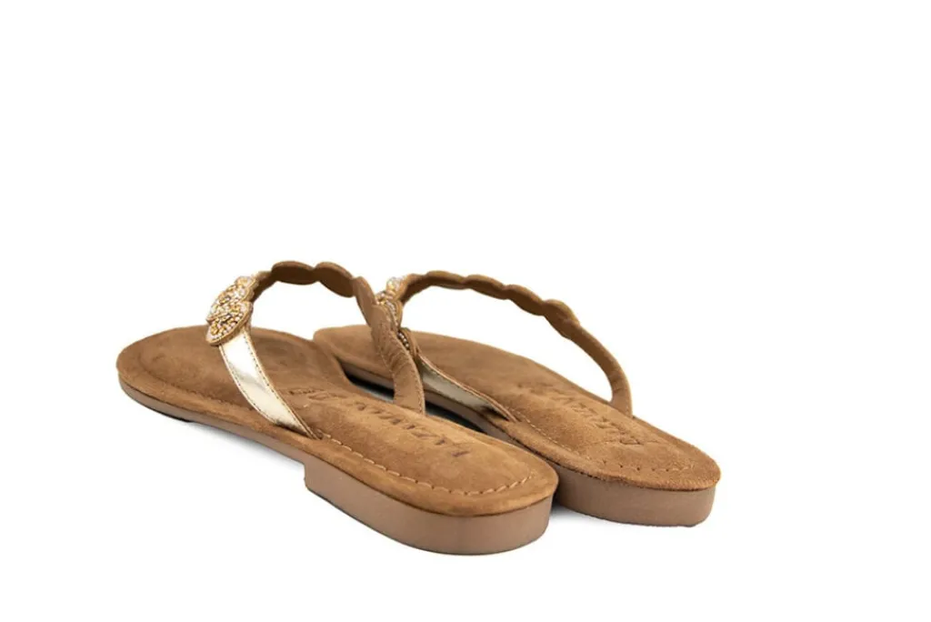 Slippers | Sandalen En Slippers^Lazamani Slipper Beads Small Rounds Goud