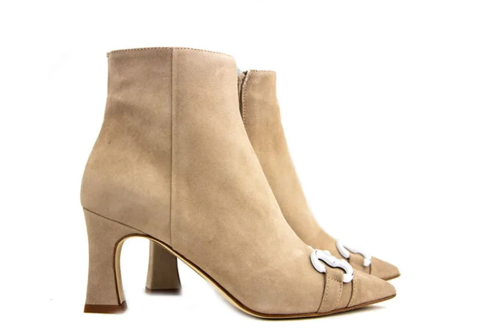 Enkellaarzen^Lilian Enkellaars Bit Beige Suede