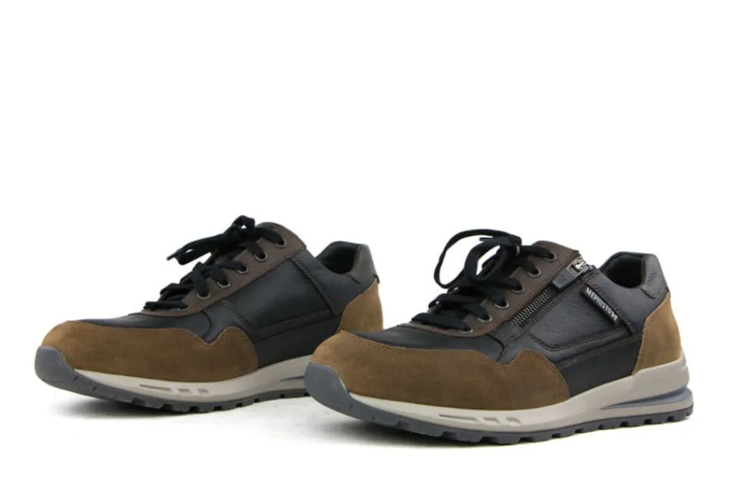 Veterschoenen^Mephisto Bradley Zwart Bruin Combi