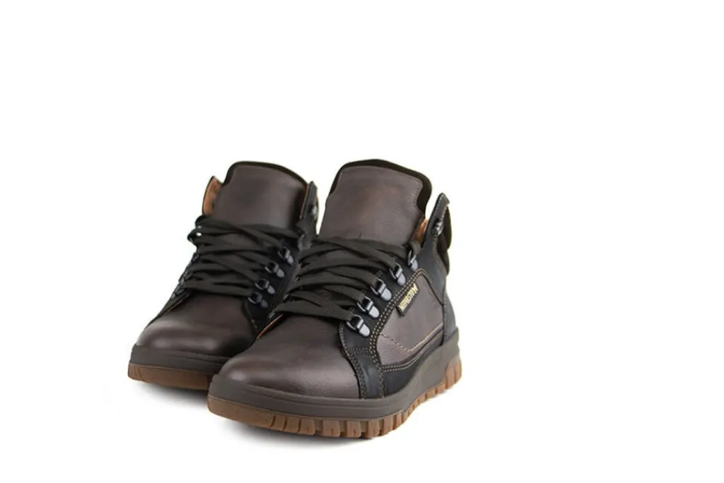 Veterschoenen^Mephisto Hoge Veter Pitt Dark Brown Nevada