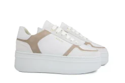 Sneakers^Nubikk Bayou Platform White Leather Taupe