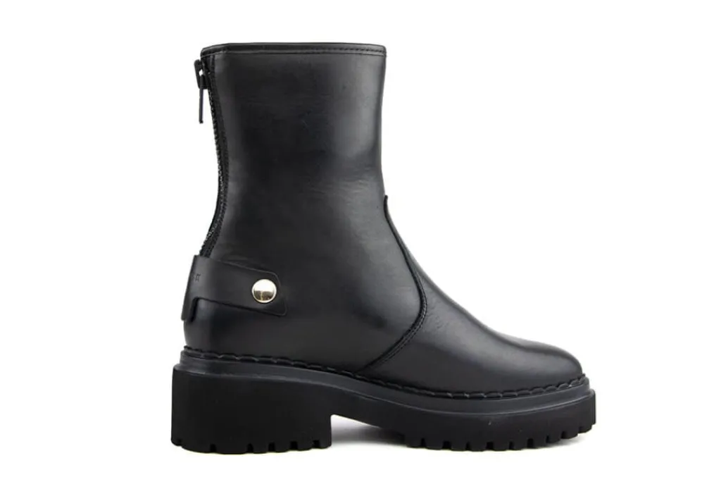 Veterboots En Bikerboots^Nubikk Biker Boots Fae Leva Fur Black Leather