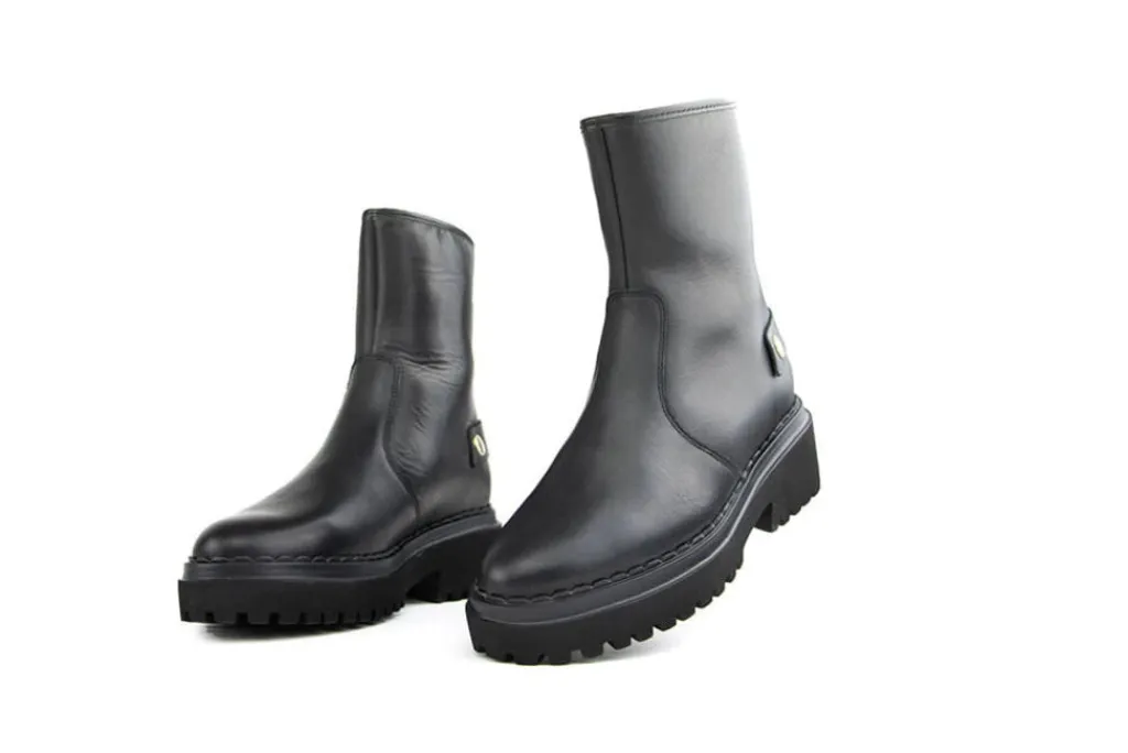 Veterboots En Bikerboots^Nubikk Biker Boots Fae Leva Fur Black Leather