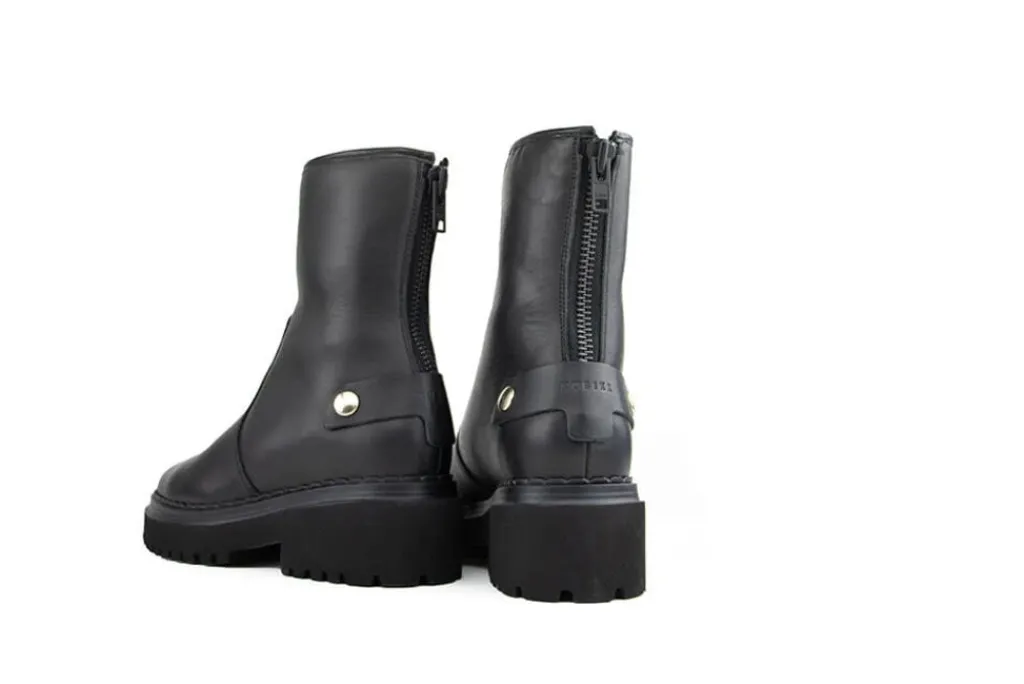 Veterboots En Bikerboots^Nubikk Biker Boots Fae Leva Fur Black Leather