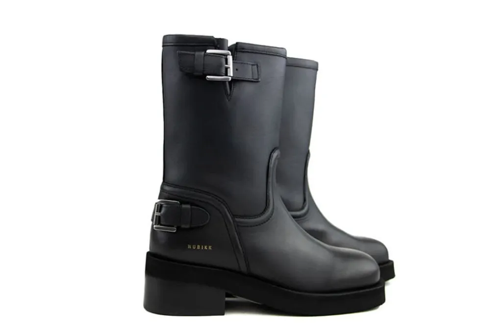 Veterboots En Bikerboots^Nubikk Eve Leva Black Leather