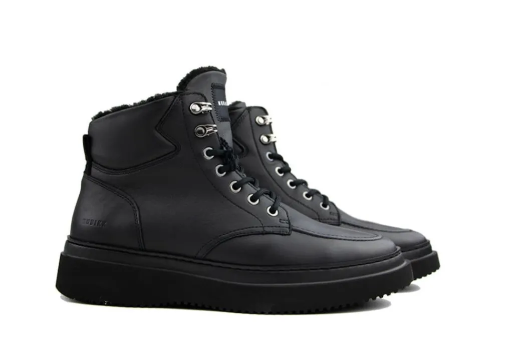 Veterboots En Bikerboot^Nubikk Jonah Polar Fur Black Raven Leather