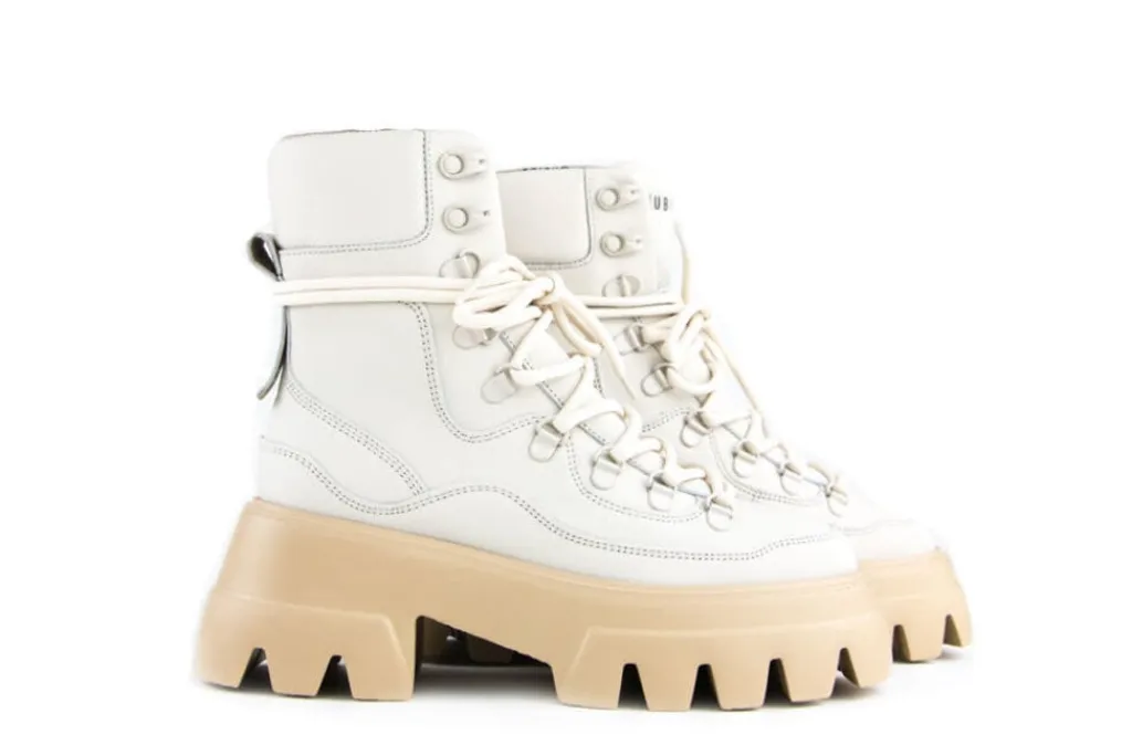 Veterboots En Bikerboots^Nubikk Veterboots Beige Flore Montagne Ice Coffee