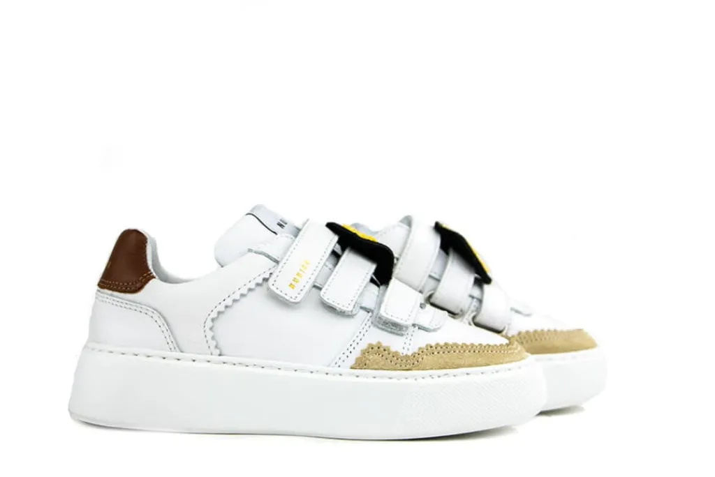 Sneakers | Klittenbandschoenen^Nubikk Vince Straps Kids White Leather Brown