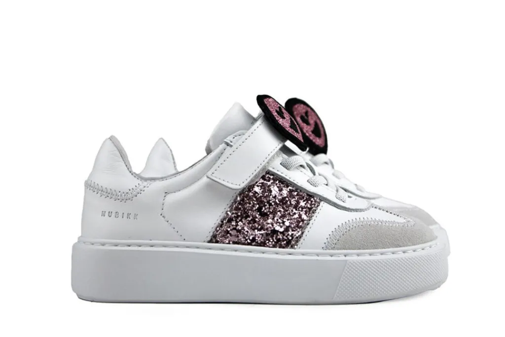 Sneakers^Nubikk Vince Wing K White Combi Glitter Pink
