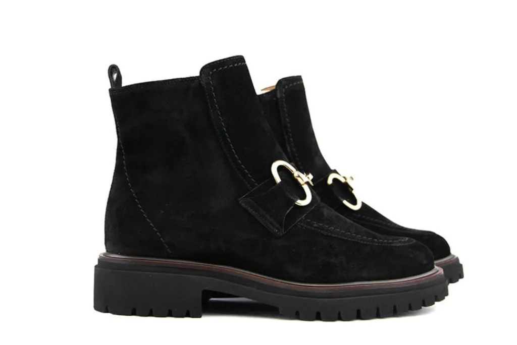 Enkellaarzen^Paul Green Enkellaars Bit Soft Suede Black