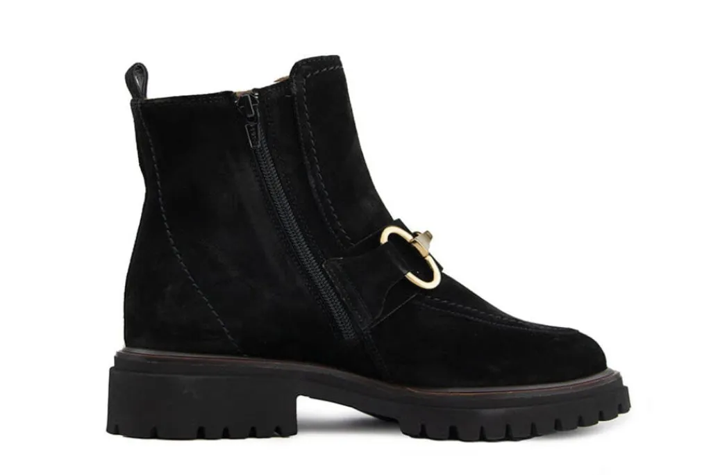 Enkellaarzen^Paul Green Enkellaars Bit Soft Suede Black