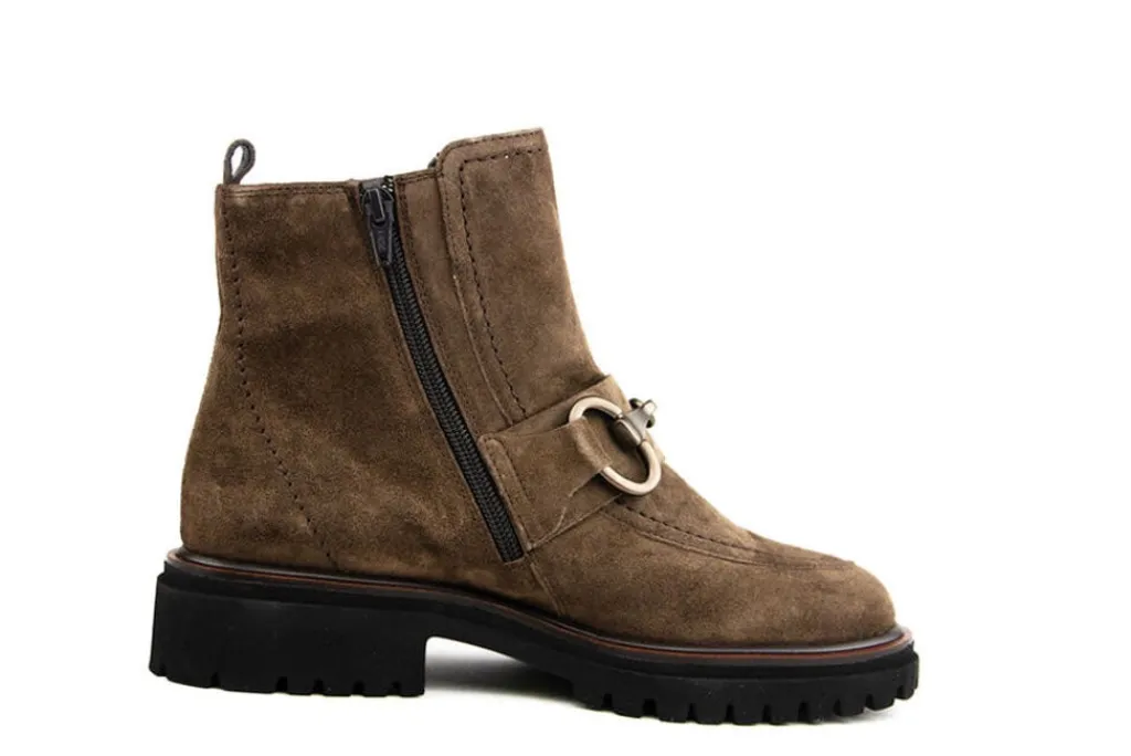 Enkellaarzen^Paul Green Enkellaars Bit Soft Suede Earth