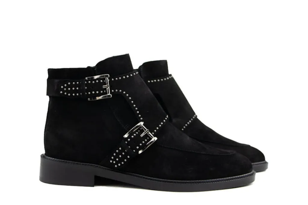 Enkellaarzen^Pertini Enkellaars Black Faraon Studs