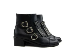 Enkellaarzen^Pertini Enkellaars Studs Cesar Black