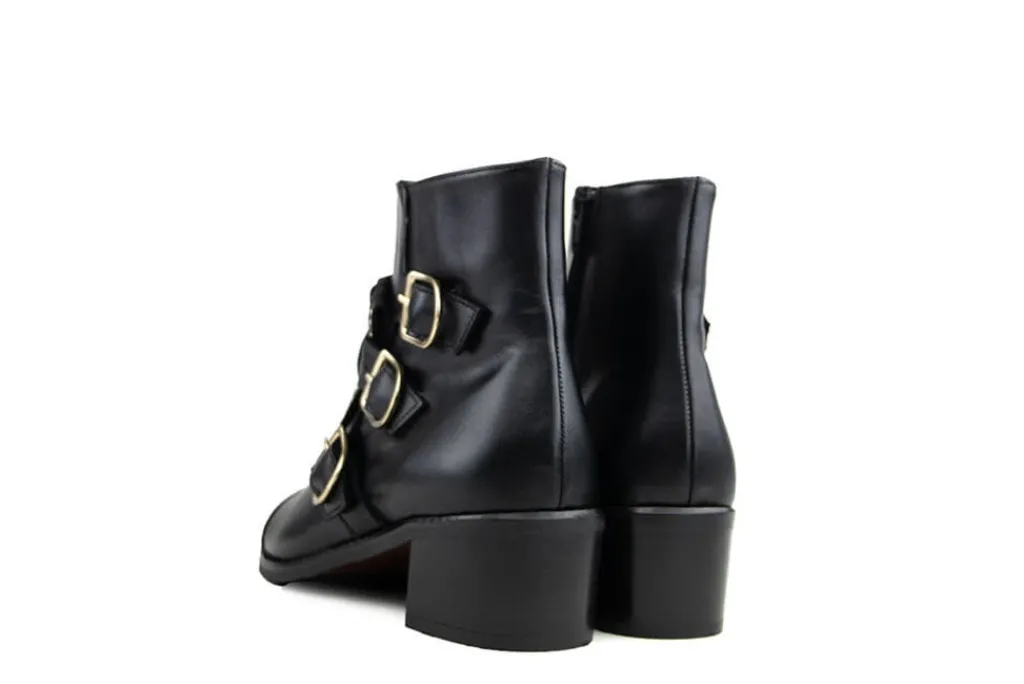 Enkellaarzen^Pertini Enkellaars Studs Cesar Black