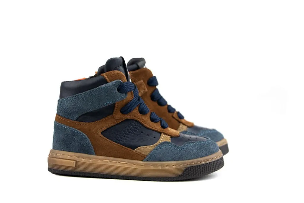 Sneakers^Pinocchio Hoge Sneaker Donkerblauw Combi