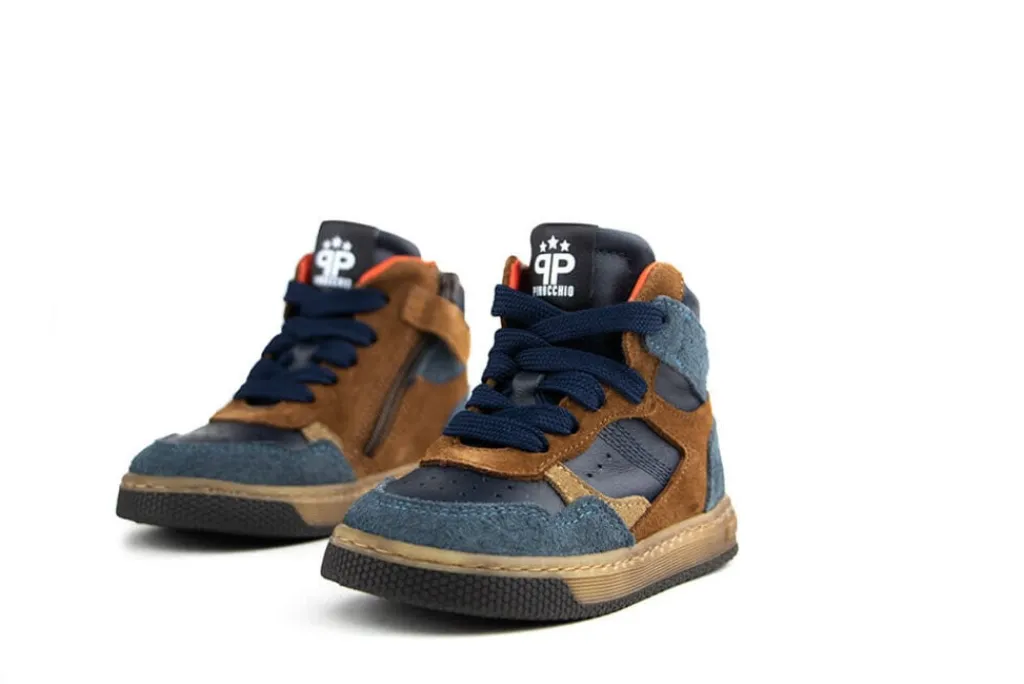 Sneakers^Pinocchio Hoge Sneaker Donkerblauw Combi