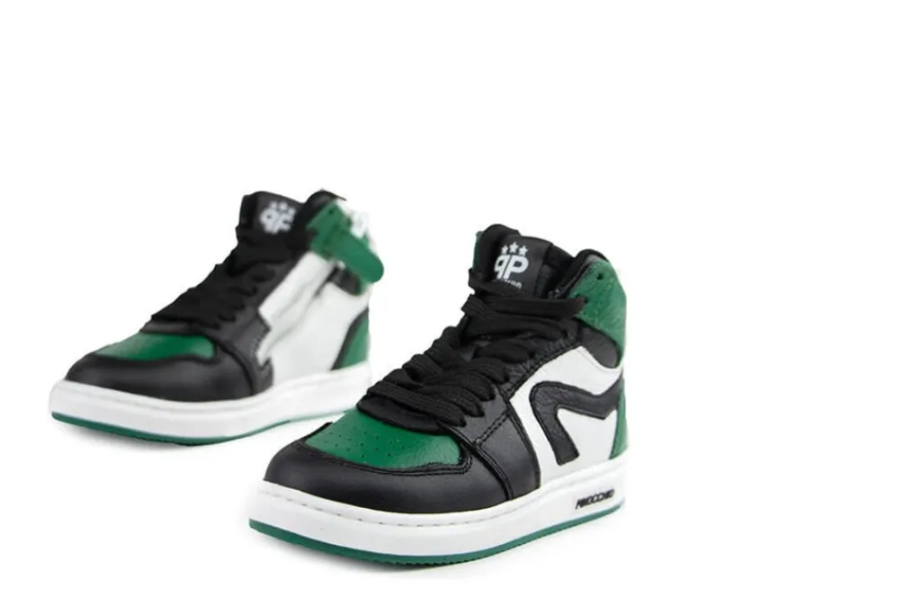 Sneakers^Pinocchio Hoge Sneaker Groen Zwart
