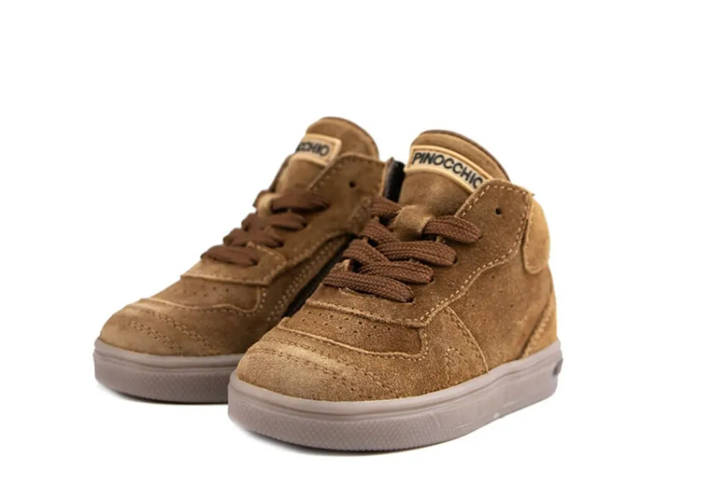 Sneakers^Pinocchio Hoge Sneaker Mid Brown Suede Combi