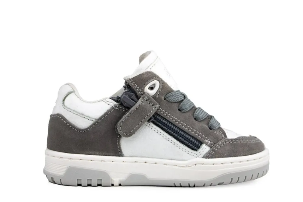 Sneakers^Pinocchio Sneaker Grijs Wit Combi