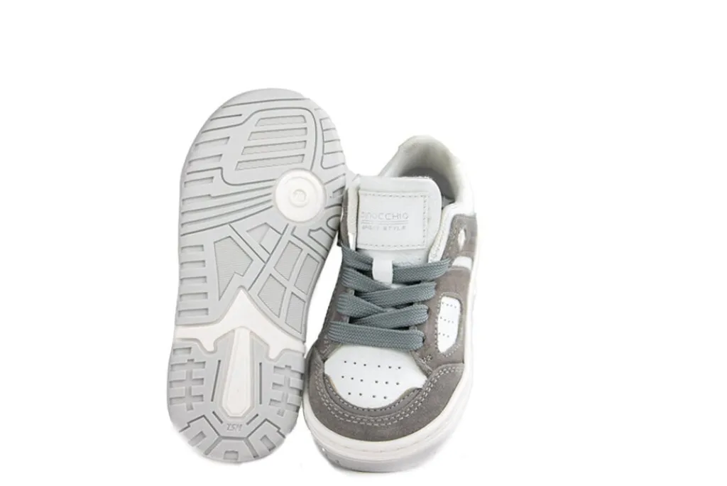 Sneakers^Pinocchio Sneaker Grijs Wit Combi