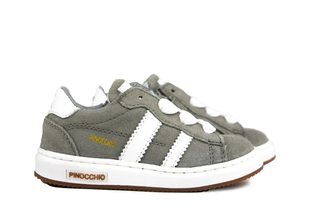 Sneakers^Pinocchio Sneaker Lichtgrijs Suede Combi