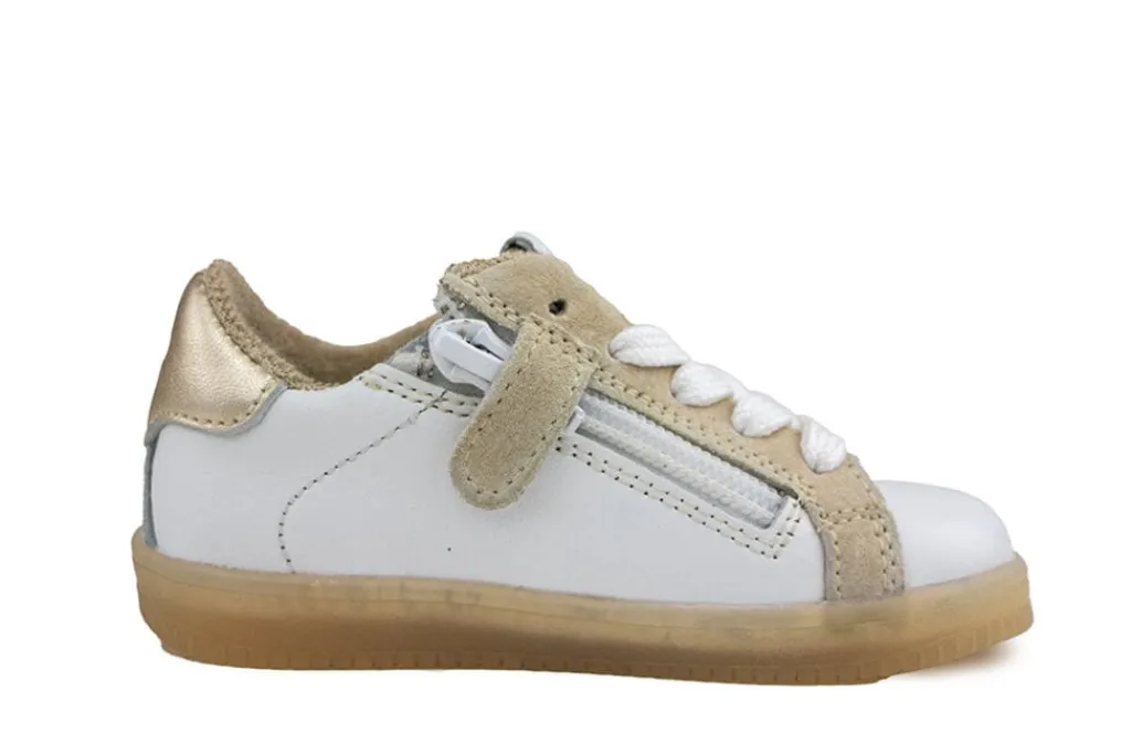 Sneakers^Pinocchio Sneaker Wit Beige Combi