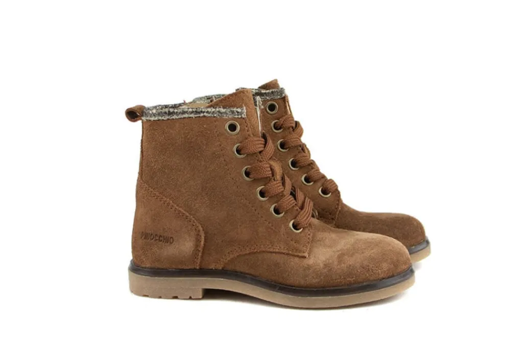 Veterboots En Bikerboots^Pinocchio Veterboot Middenbruin Suede