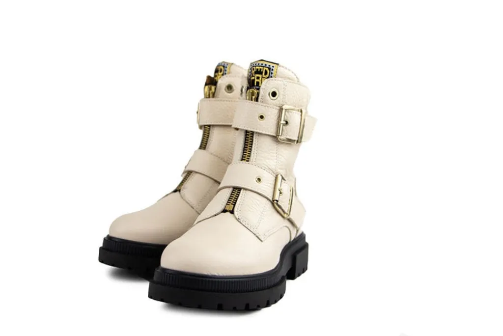 Veterboots En Bikerboots^Red-Rag Red Rag Bikerboot Gespen Beige Nappa