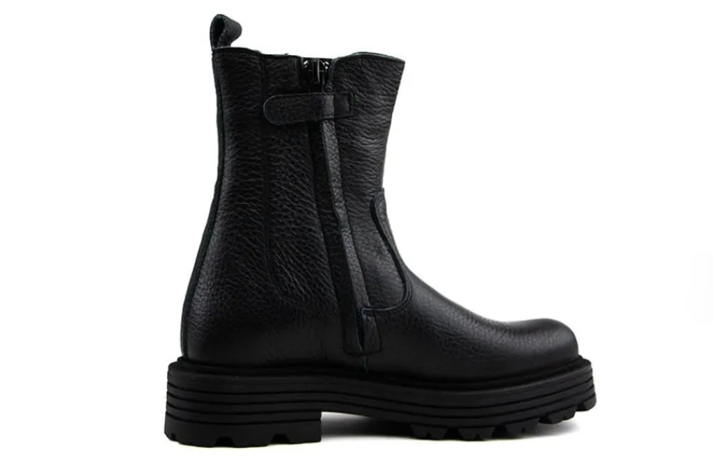 Veterboots En Bikerboots^Red-Rag Red Rag Chelsea Boots Gesp Black Nappa