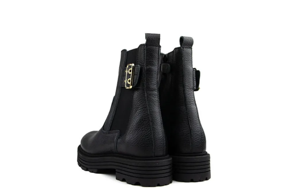 Veterboots En Bikerboots^Red-Rag Red Rag Chelsea Boots Gesp Black Nappa