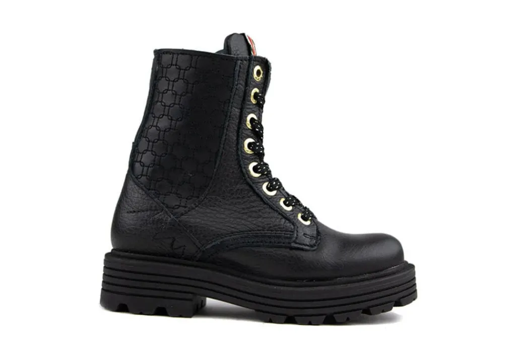 Veterboots En Bikerboots^Red-Rag Red Rag Veterboot Black Nappa