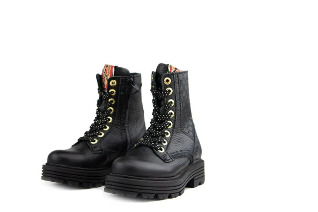 Veterboots En Bikerboots^Red-Rag Red Rag Veterboot Black Nappa