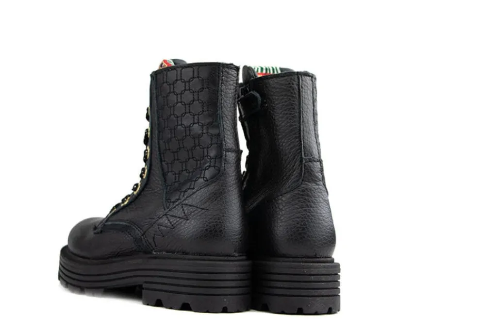 Veterboots En Bikerboots^Red-Rag Red Rag Veterboot Black Nappa