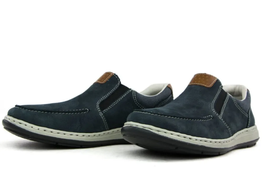 Instappers | Loafers / Instappers^Rieker Instappers Patros Donkerblauw Nubuck