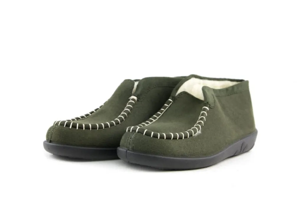 Pantoffels^Rohde Hoge Pantoffel Olijfgroen