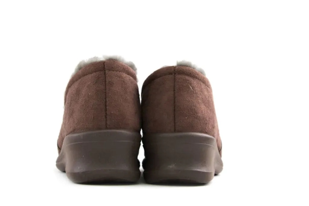Pantoffels^Rohde Instapper met Bont Espresso