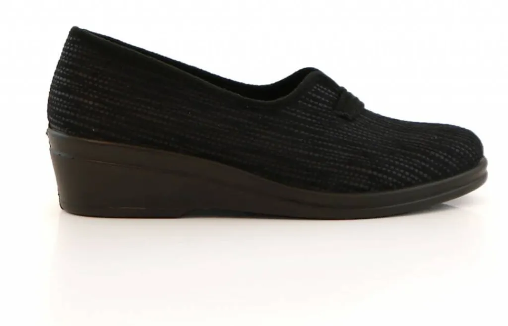 Pantoffels^Rohde Instappers Zwart Velour Print
