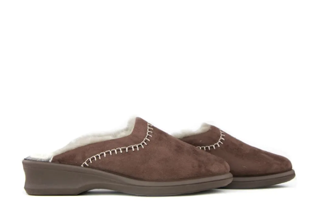 Pantoffels^Rohde Muil Microvelour Espresso