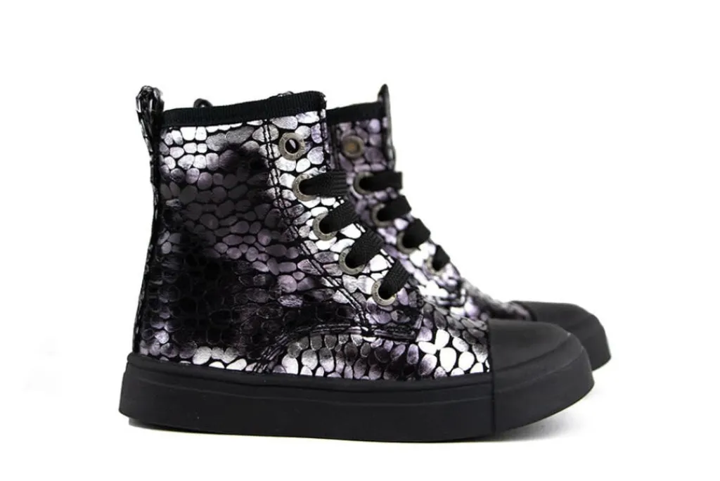 Veterboots En Bikerboots^Shoesme Veterboot Old Silver