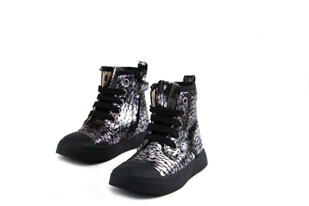 Veterboots En Bikerboots^Shoesme Veterboot Old Silver