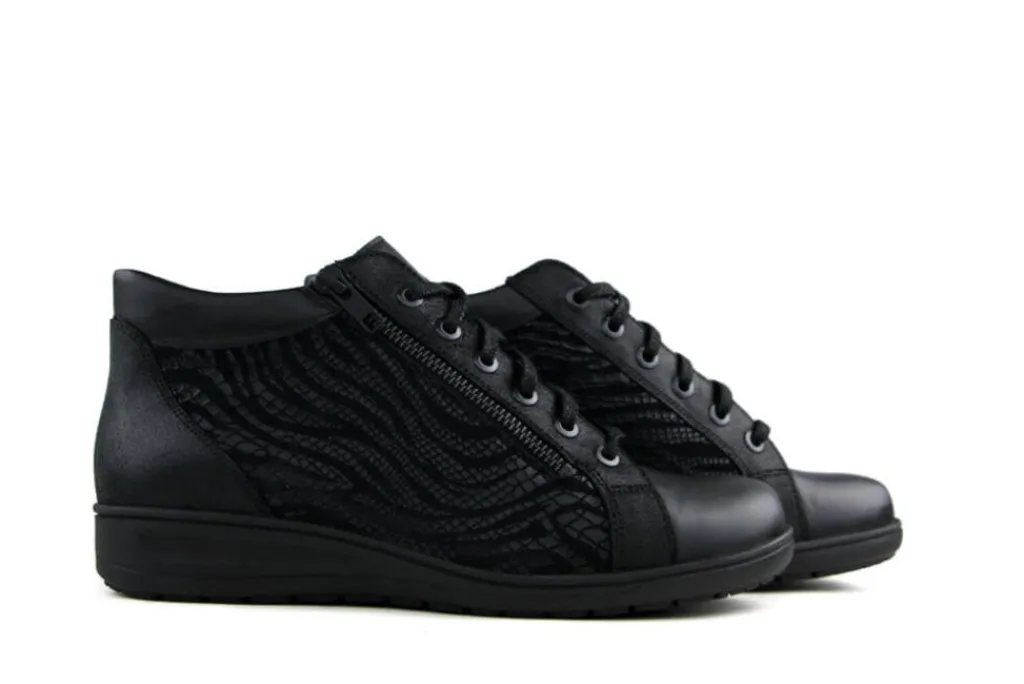 Veterschoenen | Wijdte K^Solidus Hoge Veterschoenen Zwart Kate Shape