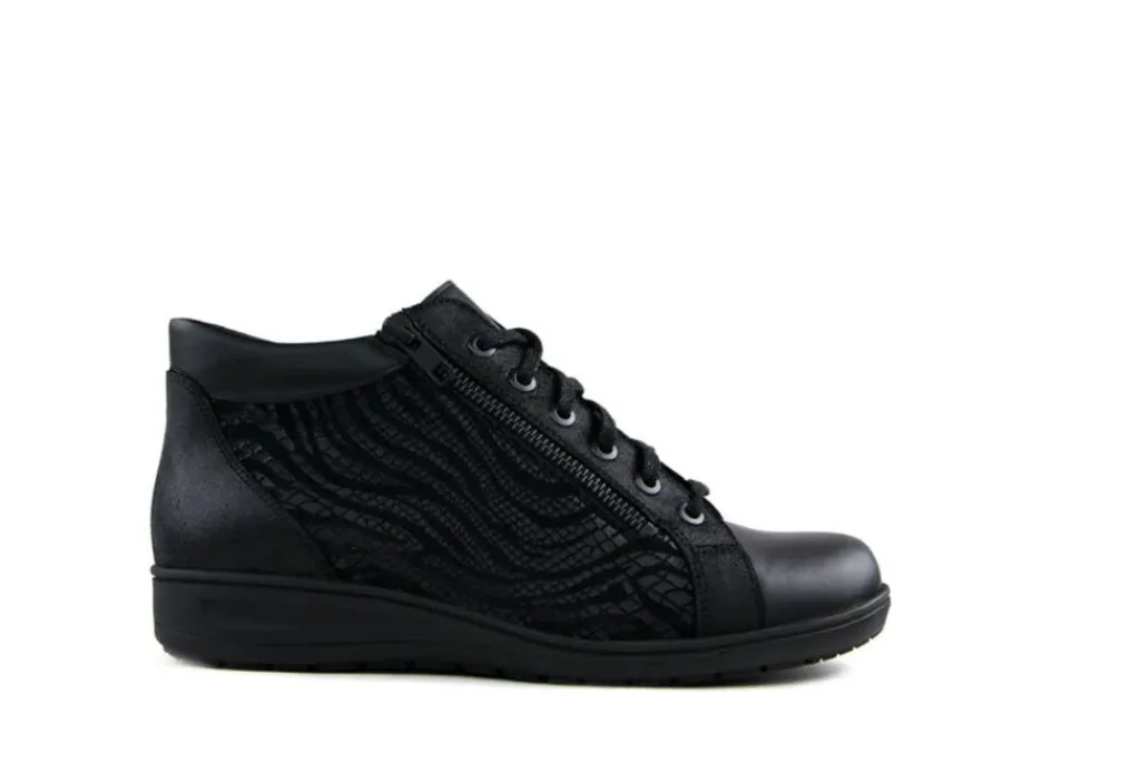 Veterschoenen | Wijdte K^Solidus Hoge Veterschoenen Zwart Kate Shape