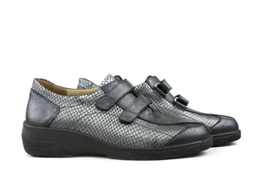 (klitten)bandschoenen | Wijdte J^Solidus Klittenband Hedda Perlato Python Antraciet J