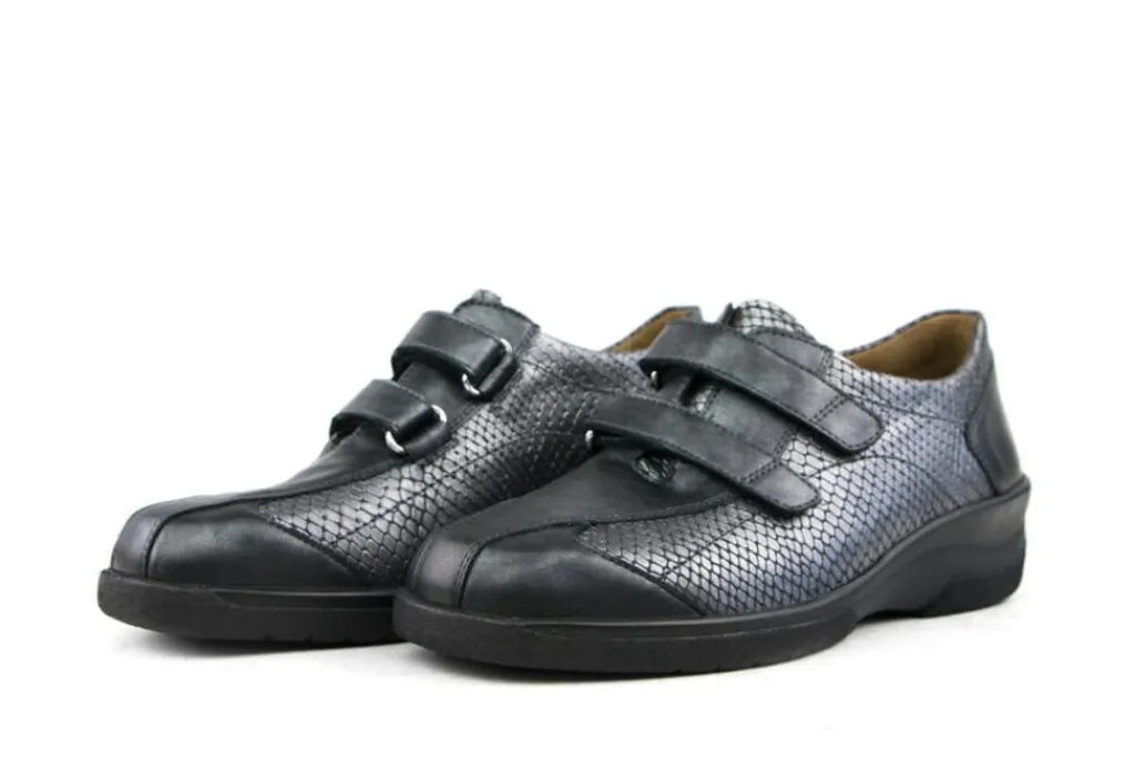 (klitten)bandschoenen | Wijdte J^Solidus Klittenband Hedda Perlato Python Antraciet J